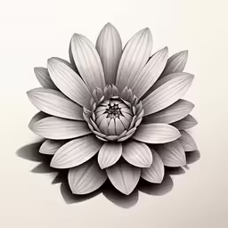 an illustrated black and white flower on a white background