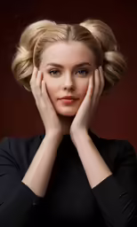 a woman in black is posing for a picture
