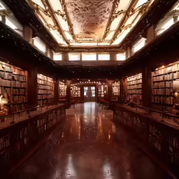 the inside of an empty library in the country