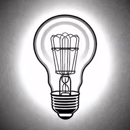 a black and white illustration of a light bulb