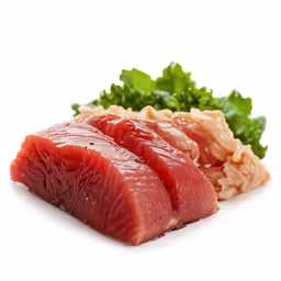 a couple of fish pieces sit side by side