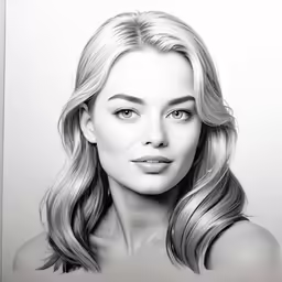 a woman with long hair in black and white