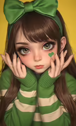 a digital painting of a girl with very big blue eyes