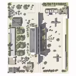the site plan for the new building, with different areas on both sides of it