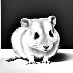 the hamster is sitting and staring into the camera
