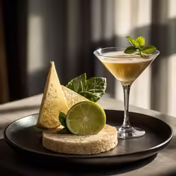 a small dessert with lime and sugar on it