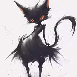 a cartoon cat is shown with orange eyes