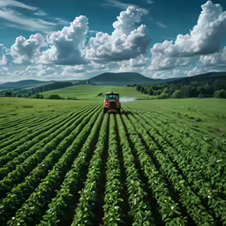 there is a tractor in the middle of a field