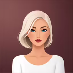 a digital portrait of a woman with white hair