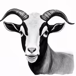 a goat with long horns and very thick, sharp horns