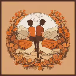 the couple is sitting on the ground, each facing to the horizon,a couple sits near the water and gazes into the distance
