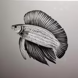 pencil drawing of an exotic fish, ptoleminus, siam