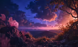 a landscape with a bunch of bushes and trees