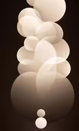 an abstract light sculpture suspended over a dark room
