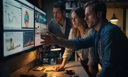 group of people watching something on a television screen