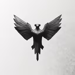 a black and white photo of a bird with its wings spread