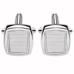 silver cuff links with square and rectangle designs