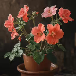 a potted plant with pretty pink flowers on display