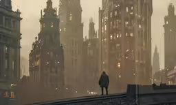 a person is standing on top of a building