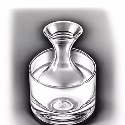 an empty bottle sitting on top of a glass cup