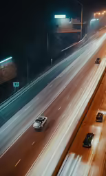 traffic is on highway at night during the day