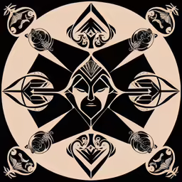 a decorative design in black and white on black paper