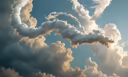 a plane is flying in the air above clouds