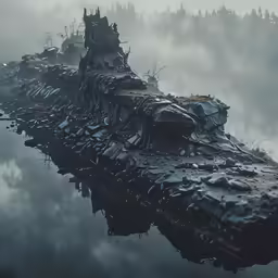 a futuristic floating structure that resembles an underwater city