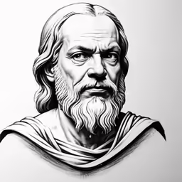 an older man in black and white drawing