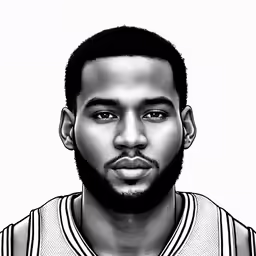 a basketball player in a black and white photo