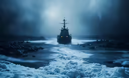 there is a boat that is floating in the water