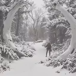 a man is on skis in the woods