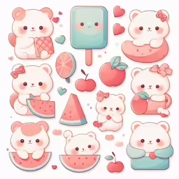 a sticker sheet with cute panda bears and pops