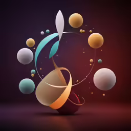 colorful circles and shapes in the air on a black background