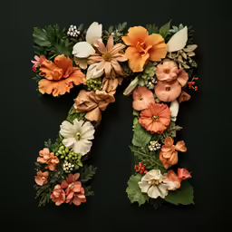 a letter p made up of flowers and leaves