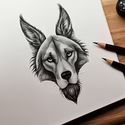 the head of a dog has been colored in black and white