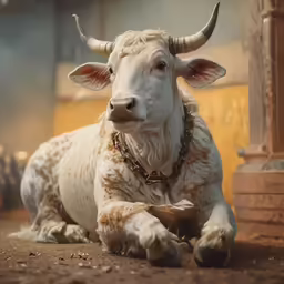 an image of a bull that is laying down