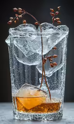 an image of a glass with ice and ice cubes