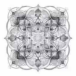 a black and white drawing of a flower design