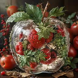 an image of a glass bowl with strawberries inside