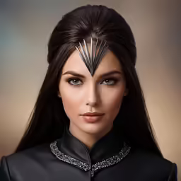 an image of a woman with long hair and futuristic make up