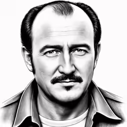 black and white drawing of actor william grant