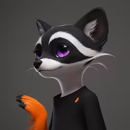 a close up of a cartoon raccoon