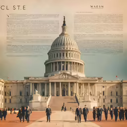 a large white building that has many people walking around it