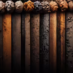 a row of rusty objects on the side of the street