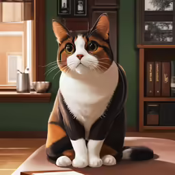 a picture of an animated character cat sitting on a stool