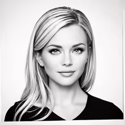 an attractive young blond woman with blue eyes