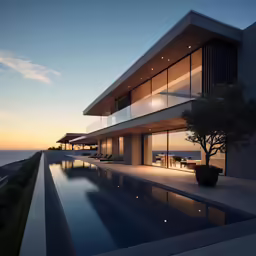 modern house with pool and outdoor terrace