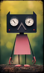 a very strange little alarm clock with some big eyes