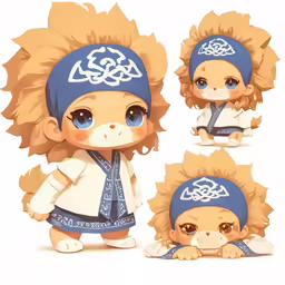 four dolls of cartoon characters with hair